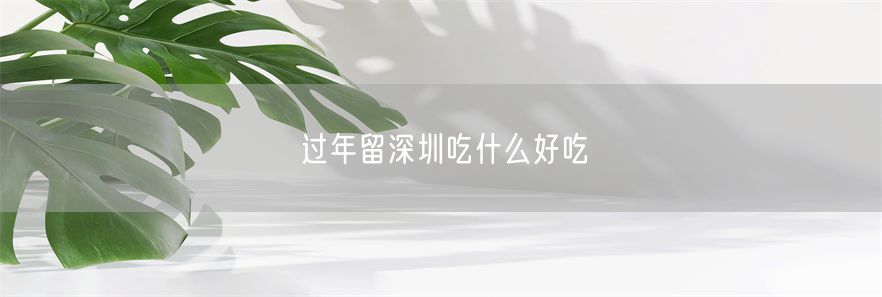 过年留深圳吃什么好吃